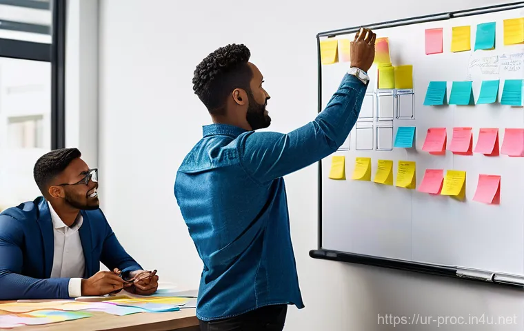 공정관리 자격증 이론과 실무 병행 학습법 - **Prompt:** A diverse team of 5 project managers, professionally dressed, engaged in an energetic an...