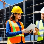 공정관리 기술과 IoT 융합 사례 - **Prompt 1: Real-time Construction Oversight**
    "A diverse team of project managers and engineers...