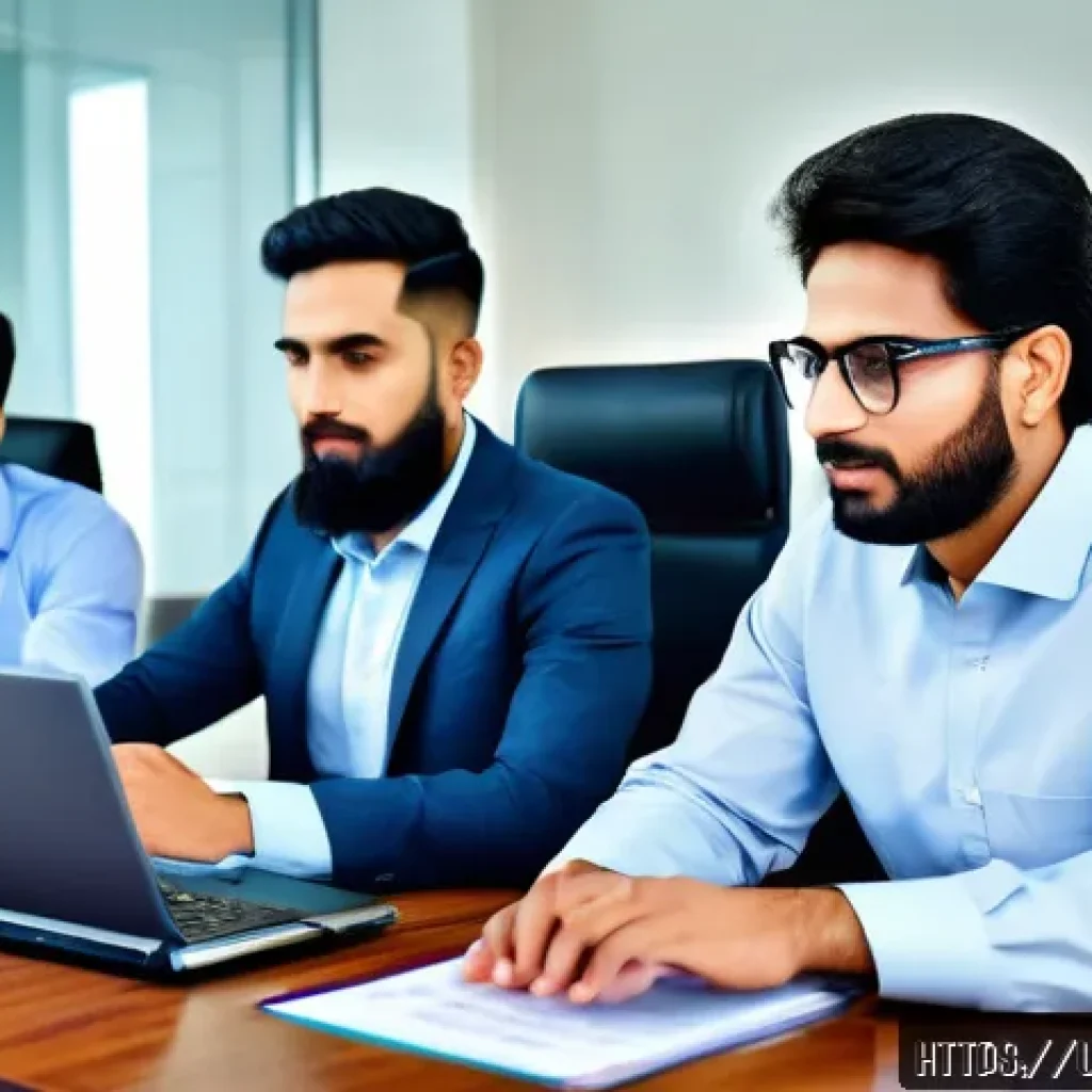 공정관리기술자와 프로젝트 리스크 관리 - A modern office scene depicting a diverse Urdu-speaking project management team collaborating remote...