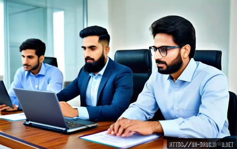공정관리기술자와 프로젝트 리스크 관리 - A modern office scene depicting a diverse Urdu-speaking project management team collaborating remote...